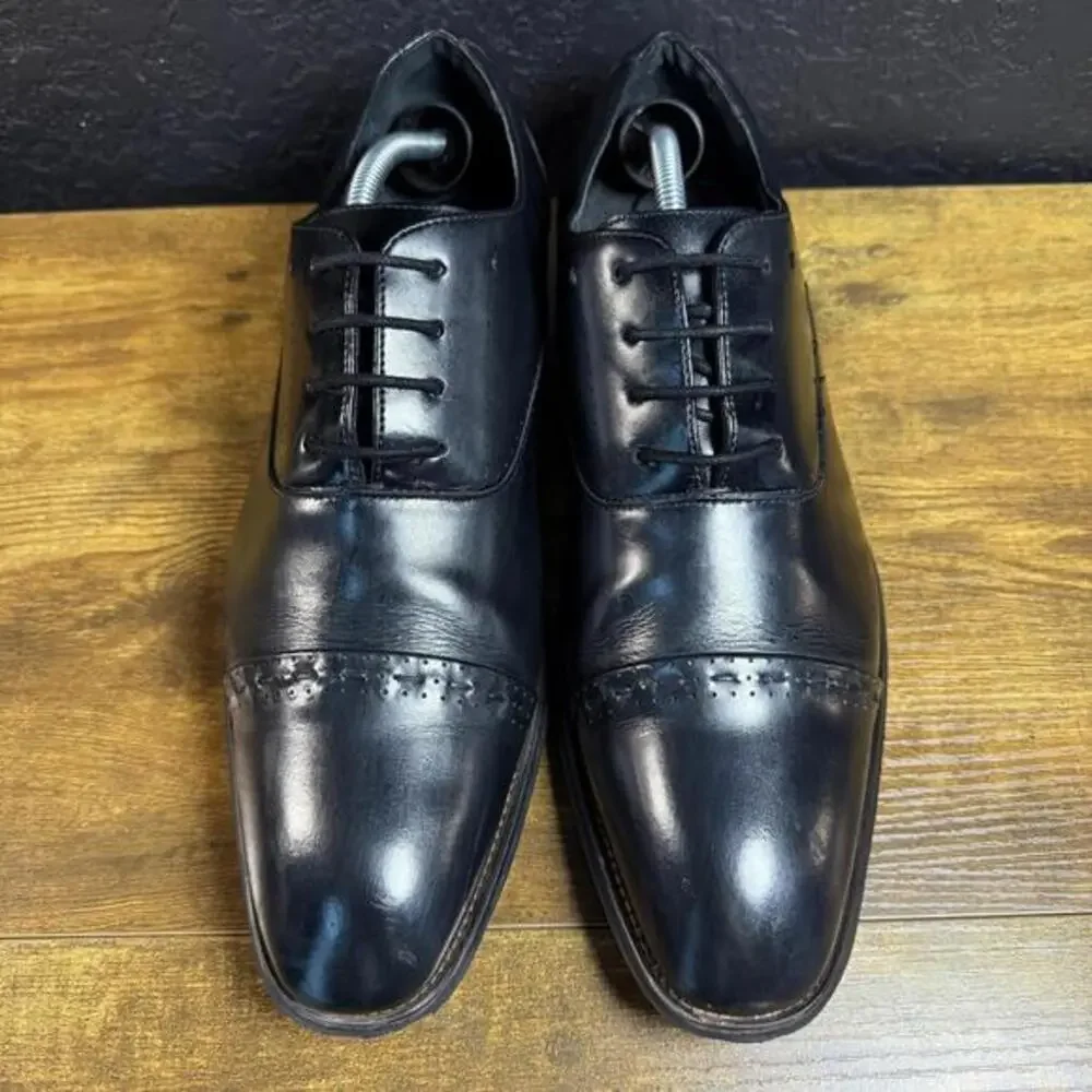 Stacy Adams Dickinson 25196-001 Black‎ Leather Cap Toe Oxford Mens Size 10.5M